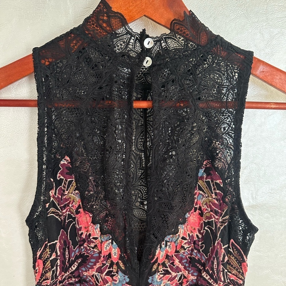 Free People Black and Pink Sleeveless Mock Neck A-line Dress - Picture 5 of 7